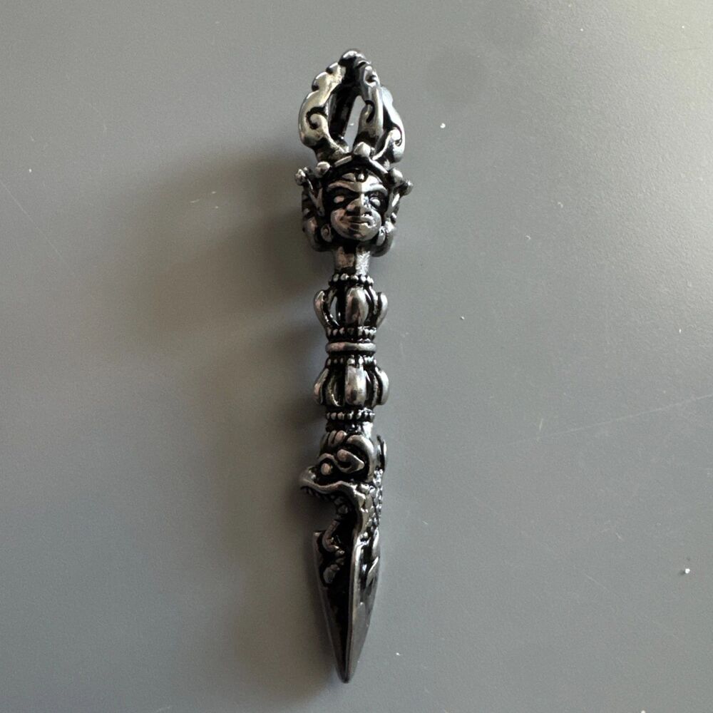 Pendant 24 Inch Stainless Steel Box Chain Viking Tibetan Buddhist Ritual Dagger
